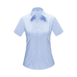 Bulk Order Work Shirts Customized Women's Short Sleeve V-Neck Slim Fit Shirts Blue Light Diagonal Striped Shirts 45% Cotton 55% Polyester CHENSHANG YWD4507 SKR056 Bulk Order Work Shirts Customized Women's Short Sleeve V-Neck Slim Fit Shirts Blue Light Diagonal Striped Shirts 45% Cotton 55% Polyester CHENSHANG YWD4507 SKR056